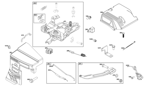 Controls Group Diagram and Parts List for 12V332-0146-01 100000 - 19Z999 Briggs and Stratton Engine